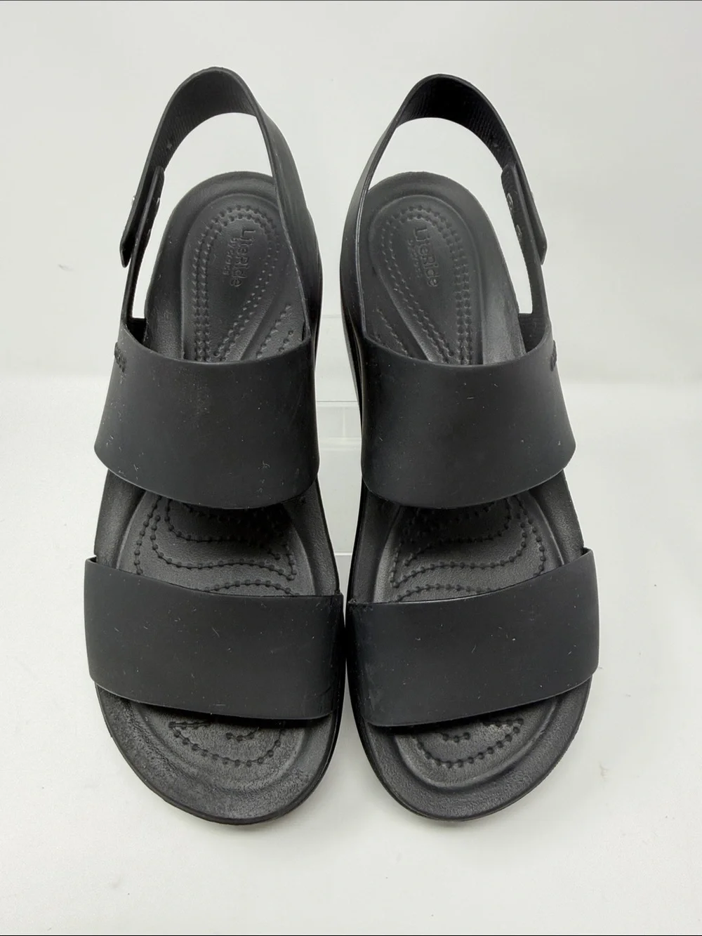 CROCS Women's Brooklyn Black Platform Slingback Sandals size 9